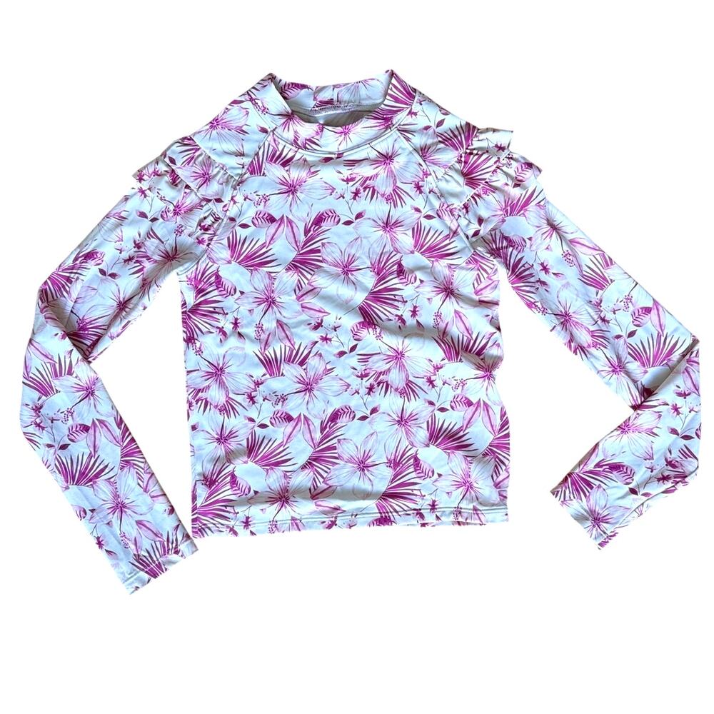 Janie and Jack Girls Rash Guard in Pink Flowers Size 12